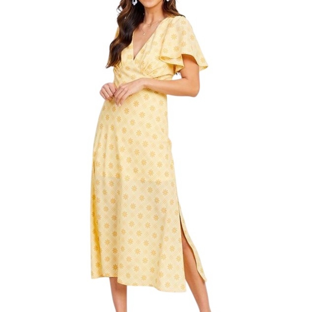 Altar'd State Yellow Floral Midi Dress